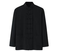 Generico Camisa de lino y algodón para hombre chino artes marciales chaqueta tradicional uniforme ropa de abrigo Kung Fu Tai Chi traje estilo antiguo otoño Top de manga larga Hanfu Tang Vestidos de
