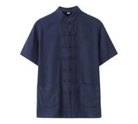 Generico Camisa de lino y algodón para hombre clásico ajuste normal elegante suave chino artes marciales chaqueta tradicional uniforme ropa de abrigo Kung Fu Tai Chi Traje de estilo antiguo Tops