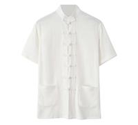 Generico Camisa de lino y algodón para hombre clásico ajuste normal elegante suave chino artes marciales chaqueta tradicional uniforme ropa de abrigo Kung Fu Tai Chi Traje de estilo antiguo Tops