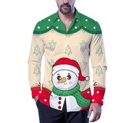 Genérico Camisa De Navidad Hombre,Camisa Estampada Festiva De Manga Larga con Botones para Fiestas Informal para Celebraciones De Temporada Y Reuniones Familiares con Un DiseñO úNico Y CóModa
