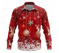 Genérico Camisa De Navidad para Hombre,Camisa Festiva De Manga Larga con Botones para Fiestas Y Reuniones Familiares con Un Corte CláSico Y CóModo Y Un Elegante DiseñO De Temporada