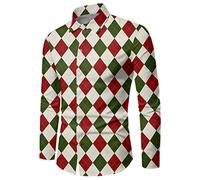 Genérico Camisa de Navidad para Hombre con impresión 3D Papá Noel Ropa Top Blusas Elegante Botónes Y Solapa Camisas Fiestas raje Christmas Talla Grande 2025
