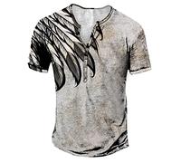 Genérico Camisa Henley Hombre, Camiseta Hombre Manga Corta, Manga Corta Vintage Botones Gimnasio Verano Lisa Golf Casual Camiseta Muscle Fit Clásico Ligero para Uso Diario
