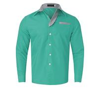 Genérico Camisa Hombre Casual - Camiseta Informal a la Moda para Hombre Camiseta Sencilla y cómoda de Color sólido con Cuello y Botones Camiseta de Manga Larga (Green XXXL)