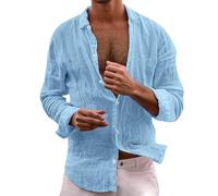 Genérico Camisa Hombre Casual Manga Larga Cuello Clásico para Traje Diario Perfecto Traje Verano Surtido Jeans Chinos Cómodo Top, Bu1, 4XL