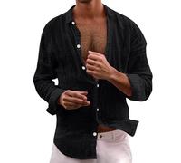 Genérico Camisa Hombre Casual Manga Larga Cuello Clásico para Traje Diario Perfecto Traje Verano Surtido Jeans Chinos Cómodo Top, Le Noir, XXXXXL