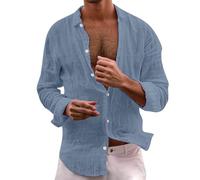 Genérico Camisa Hombre Casual Manga Larga Cuello Clásico para Traje Diario Perfecto Traje Verano Surtido Jeans Chinos Cómodo Top, Bu3, XXXXXL