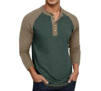 Genérico Camisa Hombre Manga Larga Suave Cuello Redondo Casual Bajo Capa Cómodo Top, Dark Verde, S