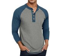 Genérico Camisa Hombre Manga Larga Suave Cuello Redondo Casual Bajo Capa Cómodo Top, gris claro, L