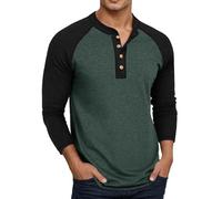 Genérico Camisa Hombre Manga Larga Suave Cuello Redondo Casual Bajo Capa Cómodo Top, verde, XXL