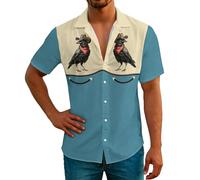 Genérico Camisa Hombre Mexicana Hawaiana Casual Verano Playa Camisa Manga Corta de Hawaii de CeráMica Talavera de Secado Rápido Tops Manga Corta de Flores Minimalista para Uso Diario