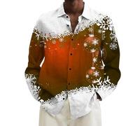 Genérico Camisa Manga Larga Hombre De Navidad,Camisa Estampada De Manga Larga para Vacaciones Prenda Casual Elegante con DiseñO úNico Ideal para Ocasiones Festivas