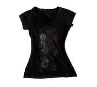 Genérico Camisa Mujer Deporte, Camisetas Mujer Vaquera, Camiseta con Estampado Floral Elegante Blusa Femenina Corte Adelgazante con DiseñO úNico para Un Estilo Casual Blusas T Shirt Tshirt