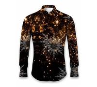 Genérico Camisa Navidad - Camisa de Manga Larga con Solapa y Estampado para otoño e Invierno para Hombre (Orange L)