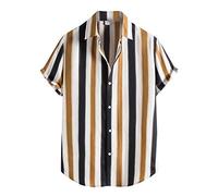 Genérico Camisa Negra Hombre - Camisa Hombre Lino Short Casual Blouse Manga de Imprenta T Camisa Fashion Ethnic Mens Camisas Men