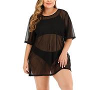 Genérico Camisa Suelto de Bikini Mujer,Casual Blusa Playeras Vestido Traje Baño Transparente Tops Red Prendas Talla Grande Holgada Larga para Piscina Ideal Fiestas en la Playa
