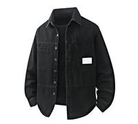 Genérico Camisa Vaquera para Hombre de Manga Larga Camisa Oversized de Denim Clásica Look Desgastado Chaqueta Tipo Militar Chaqueta de Transición Cálida Ajuste Estrecho Ligera