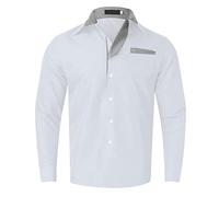 Genérico Camisas Hombre - Camiseta Informal a la Moda para Hombre Camiseta Sencilla y cómoda de Color sólido con Cuello y Botones Camiseta de Manga Larga (White XXL)