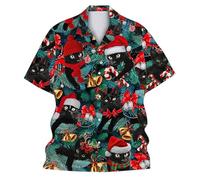 Genérico Camisas Hombre Manga Larga Navidad,Camisa Informal Estampada para Hombre para Verano CóModa Transpirable para Uso Diario para Exteriores Corte Relajado Elegante Y con Un DiseñO úNico