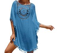 Genérico Camisas Mujer Largos Camisa Suelta de Bikini Cover Up Traje Boho Vestido Playa Kimono Vestidos Chic Loose Pareos Estilo Vacaciones Playeras para en la y Piscina