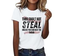 Genérico Camisas Mujer Manga Corta Blusas A Menos Que Puedas Vencer Al Camiseta De con Cuello Y Estampado Amor Béisbol para T-Shirt Camisetas Elegantes Verano Camisa Blusa Lino Blanca Ropa Blanco L