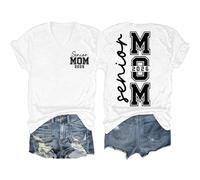 Genérico Camisas Mujer Manga Corta Blusas De Mamá 2026 Camisetas Graduación Camiseta Graduada para Mujer Gráficas con Cuello En V Deporte Ropas Verano Elegantes Tshirt For Women Womens Shirt Blanco L