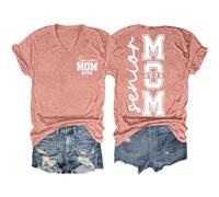 Genérico Camisas Mujer Manga Corta Blusas De Mamá 2026 Camisetas Graduación Camiseta Graduada para Mujer Gráficas con Cuello En V Deporte Ropas Verano Elegantes Tshirt For Women Womens Shirt Rosa L