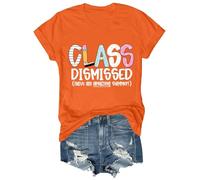 Genérico Camisas Mujer Verano Blusas De Profesora para Mujer Clase Terminada ¡Que Un Increíble! Camisetas Gráficas Último Día Clases Camiseta Cuello Womens T Shirts Camisa Blanca Manga Naranja XL