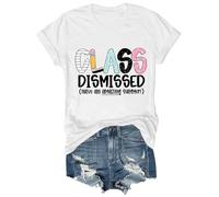 Genérico Camisas Mujer Verano Blusas De Profesora para Mujer Clase Terminada ¡Que Un Increíble! Camisetas Gráficas Último Día Clases Camiseta Cuello Womens T Shirts Camisa Blanca Manga Blanco XL