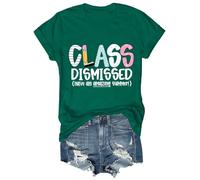 Genérico Camisas Mujer Verano Blusas De Profesora para Mujer Clase Terminada ¡Que Un Increíble! Camisetas Gráficas Último Día Clases Camiseta Cuello Womens T Shirts Camisa Blanca Manga Verde L