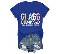 Genérico Camisas Mujer Verano Blusas De Profesora para Mujer Clase Terminada ¡Que Un Increíble! Camisetas Gráficas Último Día Clases Camiseta Cuello Womens T Shirts Camisa Blanca Manga Azul L