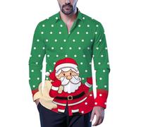 Genérico Camisas Navidad Hombre,Camisa Estampada De Manga Larga con Botones Y TemáTica Festiva Informal para Fiestas Y Reuniones Familiares con Un Uso Diario CóModo Y úNico