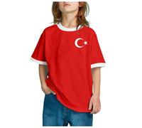 Genérico Camiseta Algodón para Niños - Camiseta de Manga Corta con Cuello Redondo y Estampado de Bandera de Turquía para niños Camisetas de Tendencia de Moda (Brick Red 130 120-130cm/4724-5118'')