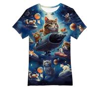 Genérico Camiseta Blanca NiñO Manga Corta - Camiseta de Manga Corta con Estampado 3D Divertida y Casual para niños (de 2 a 13 años)