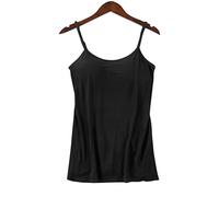 Genérico Camiseta Blanca Tirantes Mujer - Camisetas sin Mangas para Mujer Camisola básica Sujetador Incorporado Correas Anchas Informales Sin Mangas Tops en Capas para Ropa de Verano (Black L)