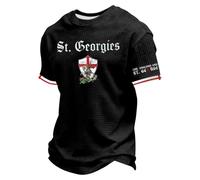 Generico Camiseta con bandera inglesa St George Camiseta Dragon Knight T-Shirt St Georges Day Top Camiseta gimnasio hombre con cuello redondo mangas cortas entrenamiento baloncesto tenis, Negro Black