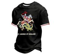 Generico Camiseta con bandera inglesa St George Camiseta Dragon Knight T-Shirt St Georges Day Top Camiseta gimnasio hombre con cuello redondo mangas cortas entrenamiento baloncesto tenis, Negro 01