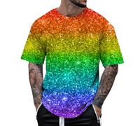 Genérico Camiseta Corta Hombre - Camisetas Blancas Hombre Camiseta de Manga Corta con Estampado 3D de Lentejuelas para Hombre Estilo Dos