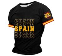 Genérico Camiseta De EspañA para Hombre,Camiseta De Manga Corta Estilo Torero para Uso Diario Top Ligero De Cuello Redondo para Un Look Casual CláSico