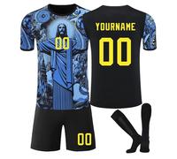 Genérico Camiseta de fútbol personalizable para niños y adultos, talla 25/26, conjunto completo de chándal para entrenamiento de fútbol B03