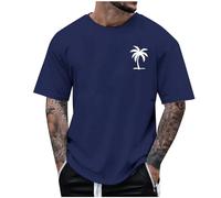 Genérico Camiseta De Hombre - Camiseta Personalizada Hombre Camiseta de Manga Corta con Cuello Redondo y Estampado Parcial de árbol de Coco para Hombre Top con Estampado de Tendencia