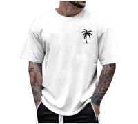Genérico Camiseta De Hombre - Camiseta Personalizada Hombre Camiseta de Manga Corta con Cuello Redondo y Estampado Parcial de árbol de Coco para Hombre Top con Estampado de Tendencia
