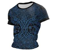 Generico Camiseta de hombre con cuello redondo de manga corta de verano Mitología Norrena Camisa diaria de algodón camiseta victoriana cortés para ocasiones formales y vacaciones de oficina