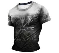 Generico Camiseta de hombre con cuello redondo de manga corta de verano Mitología Norrena Camisa diaria de algodón camiseta victoriana cortés para ocasiones formales y vacaciones de oficina