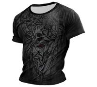 Generico Camiseta de hombre con cuello redondo de manga corta de verano Mitología Norrena Camisa diaria de algodón camiseta victoriana cortés para ocasiones formales y vacaciones de oficina