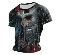 Generico Camiseta de hombre con cuello redondo de manga corta de verano Mitología Norrena Camisa diaria de algodón camiseta victoriana cortés para ocasiones formales y vacaciones de oficina