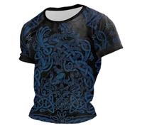 Generico Camiseta de hombre con cuello redondo de manga corta de verano Mitología Norrena Camisa diaria de algodón camiseta victoriana cortés para ocasiones formales y vacaciones de oficina