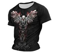 Generico Camiseta de hombre con cuello redondo de manga corta de verano Mitología Norrena Camisa Hombre Manga Corta Algodón Camiseta Pirata Medieval para el Tiempo Libre y las Vacaciones, D Negro, S