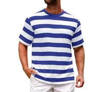 Generico Camiseta de hombre de manga corta T-Shirts para hombre con impresión bordada vintage T-Shirts de hombre Streetwear Nozioni di Base Verano Camisetas Hombre Manga Corta Trabajo S-5XL, Azul-e
