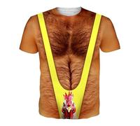 Generico Camiseta de hombre de playa de gran tamaño con impresión 3D camisetas divertidas de manga corta casual camiseta gráfica con impresión de tirantes en el pecho 3D, amarillo, XS